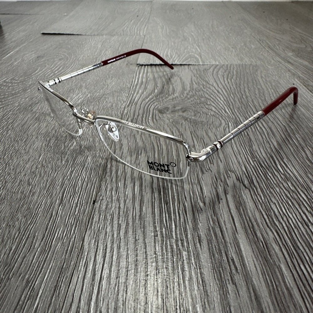 Mont Blanc MB146 F80 Silver/Burgundy Rectangle 54-19-140mm Full Rim Eyeglasses